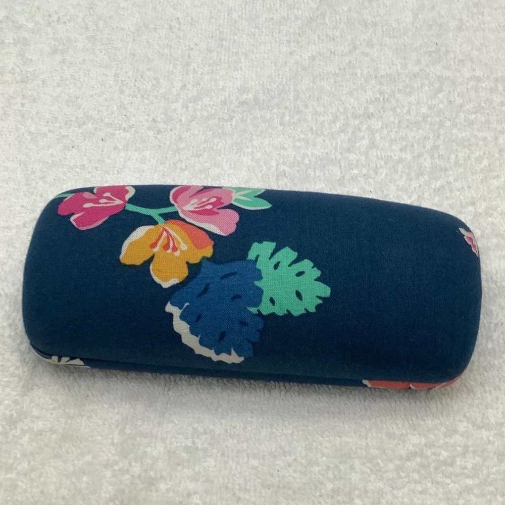 Vera Bradley Navy Blue Tropical Floral Hard‎ Shell Eyeglass Case Clamshell